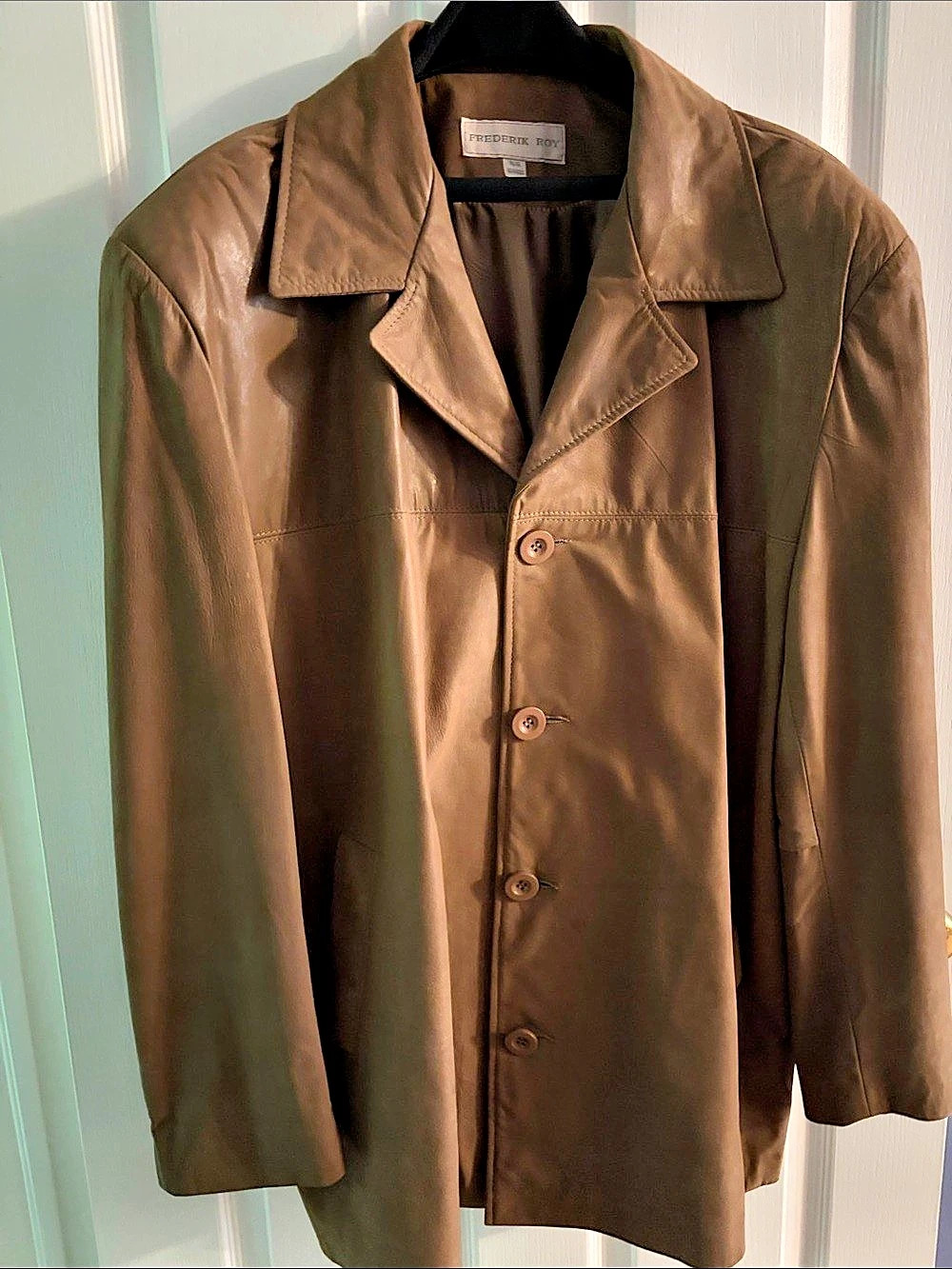 Frederik Roy Men's Camel Brown Leather Jacket Size XL Very Good